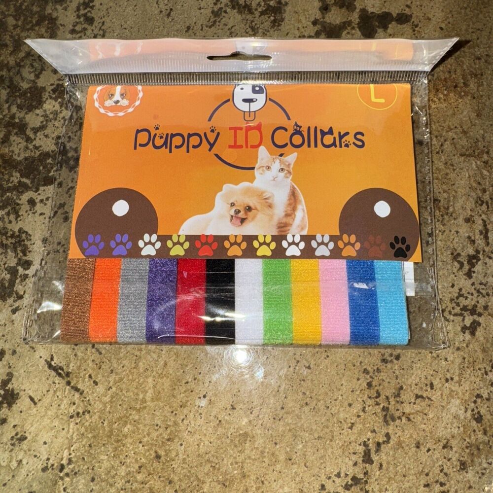 12 Colors Whelping ID Bands Pet Puppy Kitten Identification Collar Tags